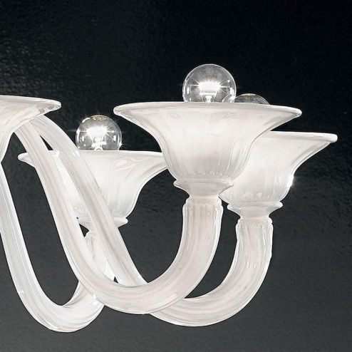 "Ermes" Murano glass chandelier - 8 lights - white