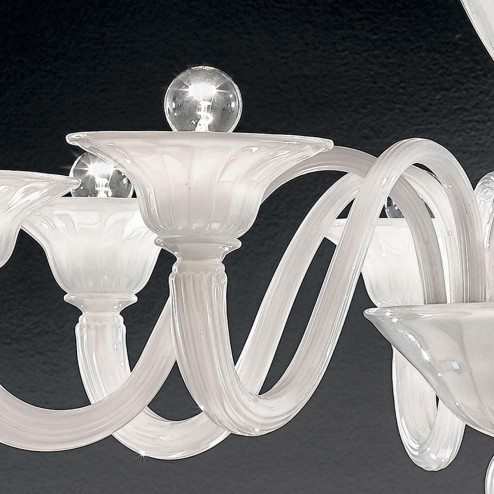 "Ermes" lampara de araña de Murano - 8 luces - blanco