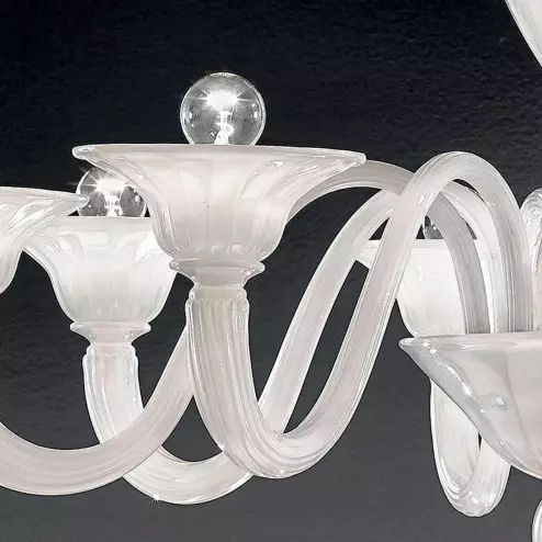 "Ermes" lustre en cristal de Murano - 8 lumières - blanc