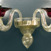 "Ermes" applique en verre de Murano - 2 lumières - rouge et or