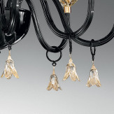 "Pendagli" lustre en cristal de Murano - 8 lumières - noir et or