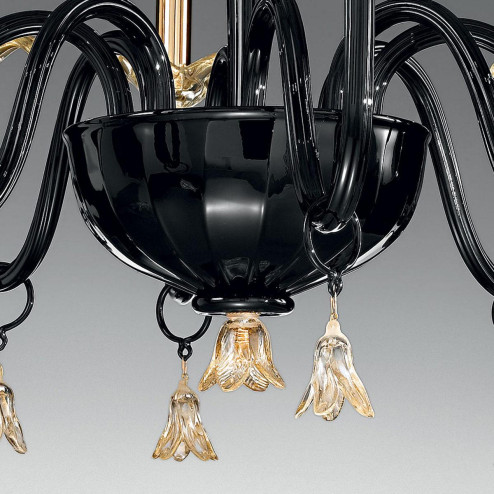 "Pendagli" Murano glas Kronleuchter - 8 flammig - schwarz und gold
