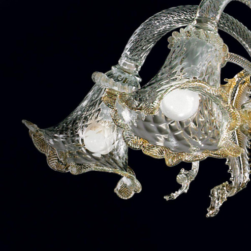 "Gaia" lampara de araña de Murano - 5 luces - transparente y oro