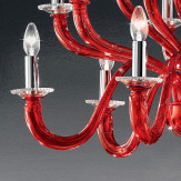 "Leonte" Murano glas Kronleuchter - 6+6+6 flammig - rot und transparent