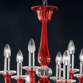 "Leonte" lampara de araña de Murano - 6+6+6 luces - rojo y transparente