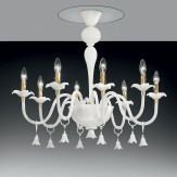 "Pendagli" lustre en cristal de Murano - 8 lumières - blanc