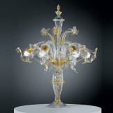 "Gaia" Murano tischleuchte - 5 flammig - transparent und gold