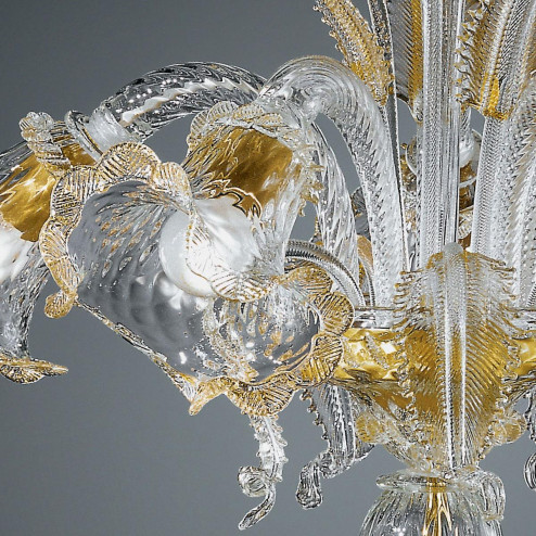 "Gaia" lampe de table en verre de Murano - 5 lumières - transparent et or