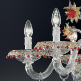 "Florenza" Murano glas Kronleuchter - 6 flammig - transparent, gold und rot