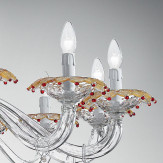 "Florenza" lampara de araña de Murano  - 12 luces - transparente, oro y rojo