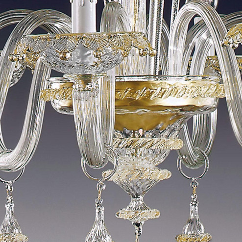 "Florenza" Murano glas Kronleuchter - 8 flammig - transparent und gold