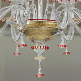 "Florenza" zweistufige Murano glas Kronleuchter - 12+6 flammig - transparent, gold und rot