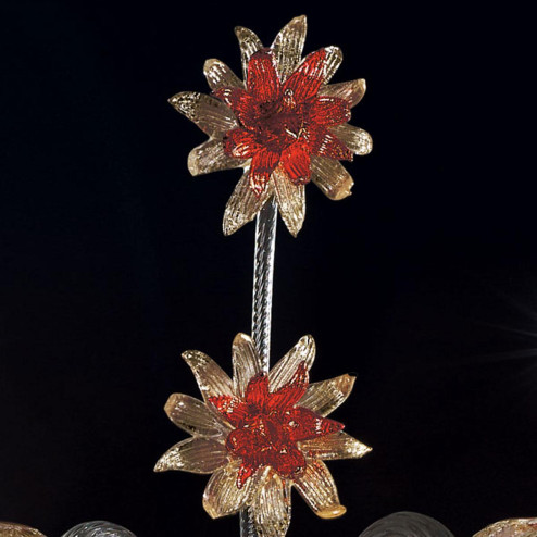"Florenza" Murano glass sconce - 2 lights - transparent, gold and red
