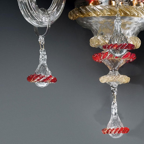 "Florenza" Murano glas wandleuchte - 3 flammig - transparent, gold und rot