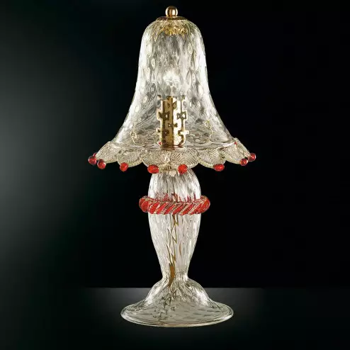 "Rosalba" lampara de mesita de noche de Murano - 1 luce - transparente, oro y rojo