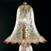 "Rosalba" lampe de chevet en verre de Murano - 1 lumière - transparent, or et rouge