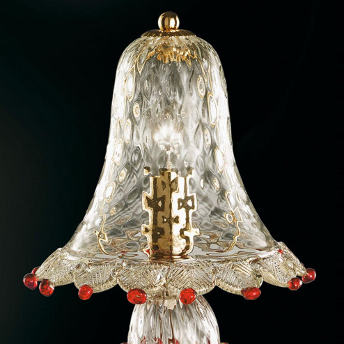 "Rosalba" Murano glass bedside lamp - 1 light - transparent, gold and red