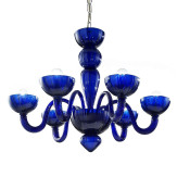 Redentore 6 lights Murano chandelier - blue color