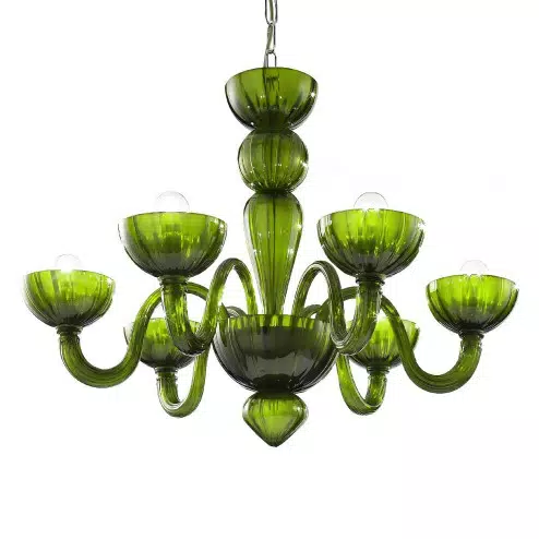 Redentore 6 lights Murano chandelier - green color
