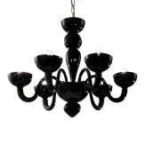 Redentore 6 lights Murano chandelier - black color