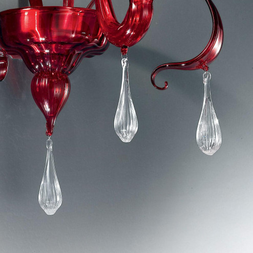 "Olivia" Murano glass sconce - 1 light -red and transparent