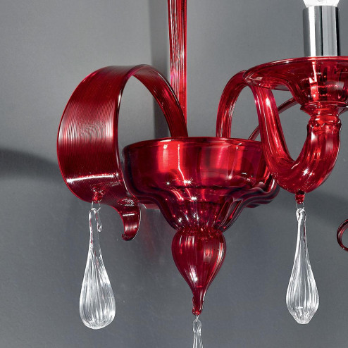 "Olivia" Murano glass sconce - 1 lighs -red and transparent