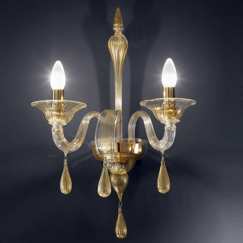 "Olivia" Murano glass sconce - 2 lights -gold
