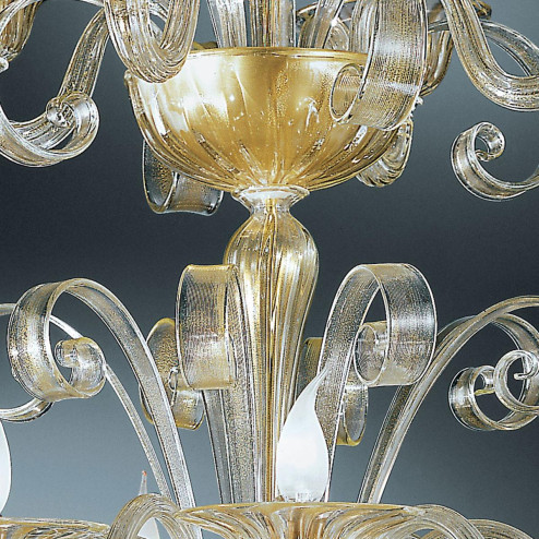 "Rodrigo" two tier Murano glass chandelier - 8+4 lights - gold