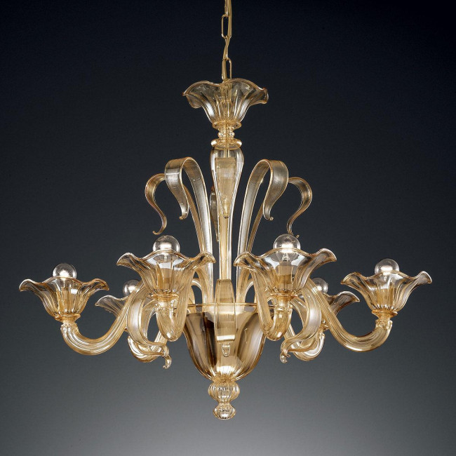 "Perpetua" lustre en cristal de Murano - 6 lumières - ambre