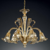 "Cristoforo" lampara de araña de Murano - 6 luces - ámbar