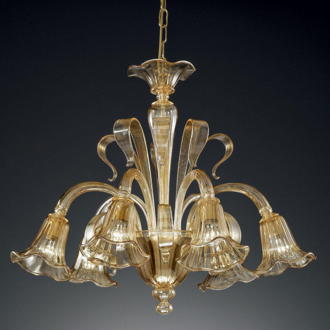 "Cristoforo" lampara de araña de Murano - 6 luces - ámbar
