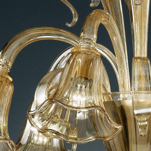 "Cristoforo" Murano glass chandelier - 6 lights - amber