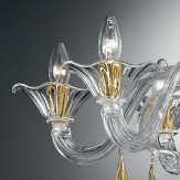 "Prassede" lampara de araña de Murano - 6 luces - transparente y oro