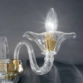 "Prassede" Murano glas wandleuchte - 2 flammig - transparent und gold