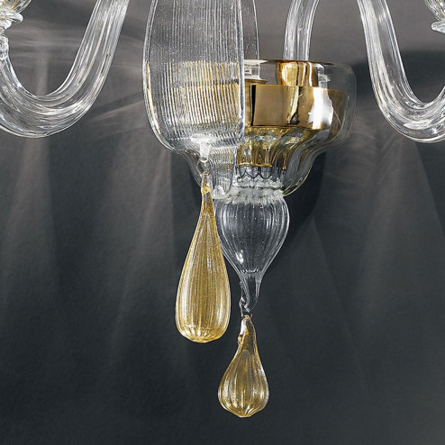 "Prassede" Murano glass sconce - 2 lights - transparente and gold