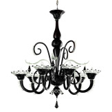 Regata 6 flammig Murano Kronleuchter - schwarz transparent Farbe