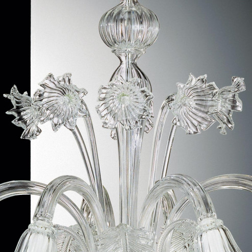 "Lucrezia" Murano glass chandelier - 6 lights - transparent