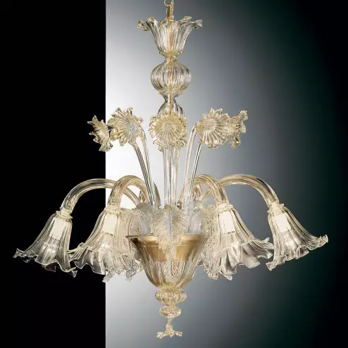 "Lucrezia" lampara de araña de Murano - 6 luces - oro