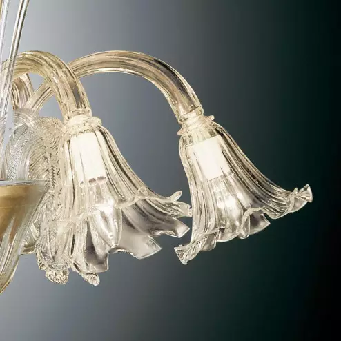 "Lucrezia" Murano glass chandelier - 6 lights - gold