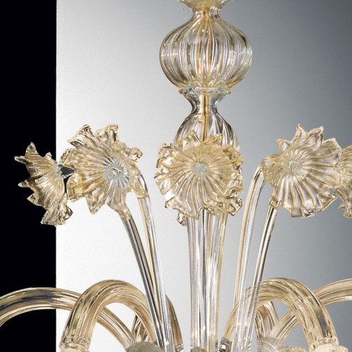 "Lucrezia" Murano glass chandelier - 6 lights - gold