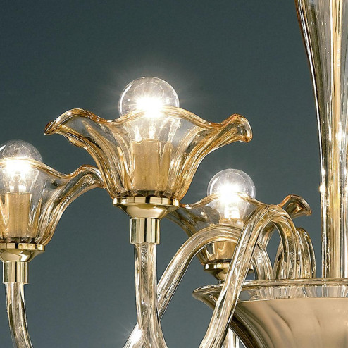 "Capuleto" Murano glass chandelier - 6 lights - amber