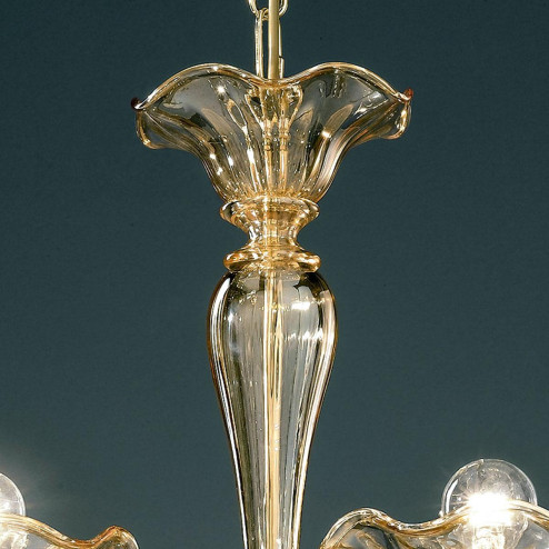 "Capuleto" lustre en cristal de Murano - 6 lumières - ambre