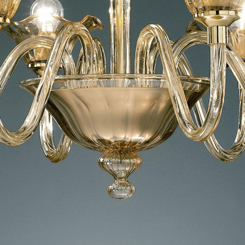 "Capuleto" Murano glass chandelier - 6 lights - amber