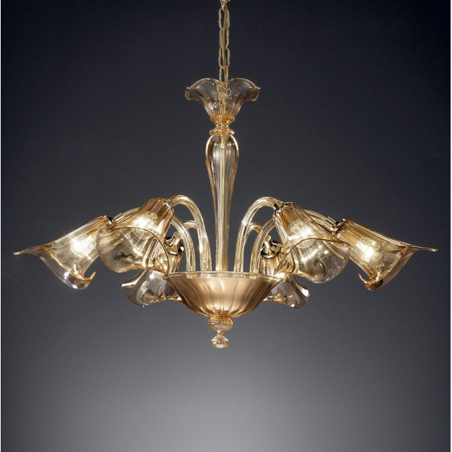 "Corinne" lampara de araña de Murano - 6 luces - ámbar
