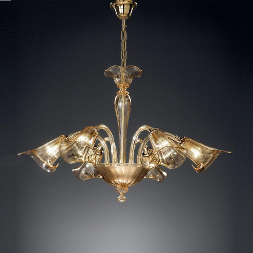 "Corinne" Murano glass chandelier - 6 lights - amber