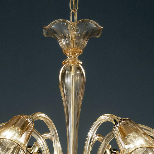 "Corinne" Murano glass chandelier - 6 lights - amber
