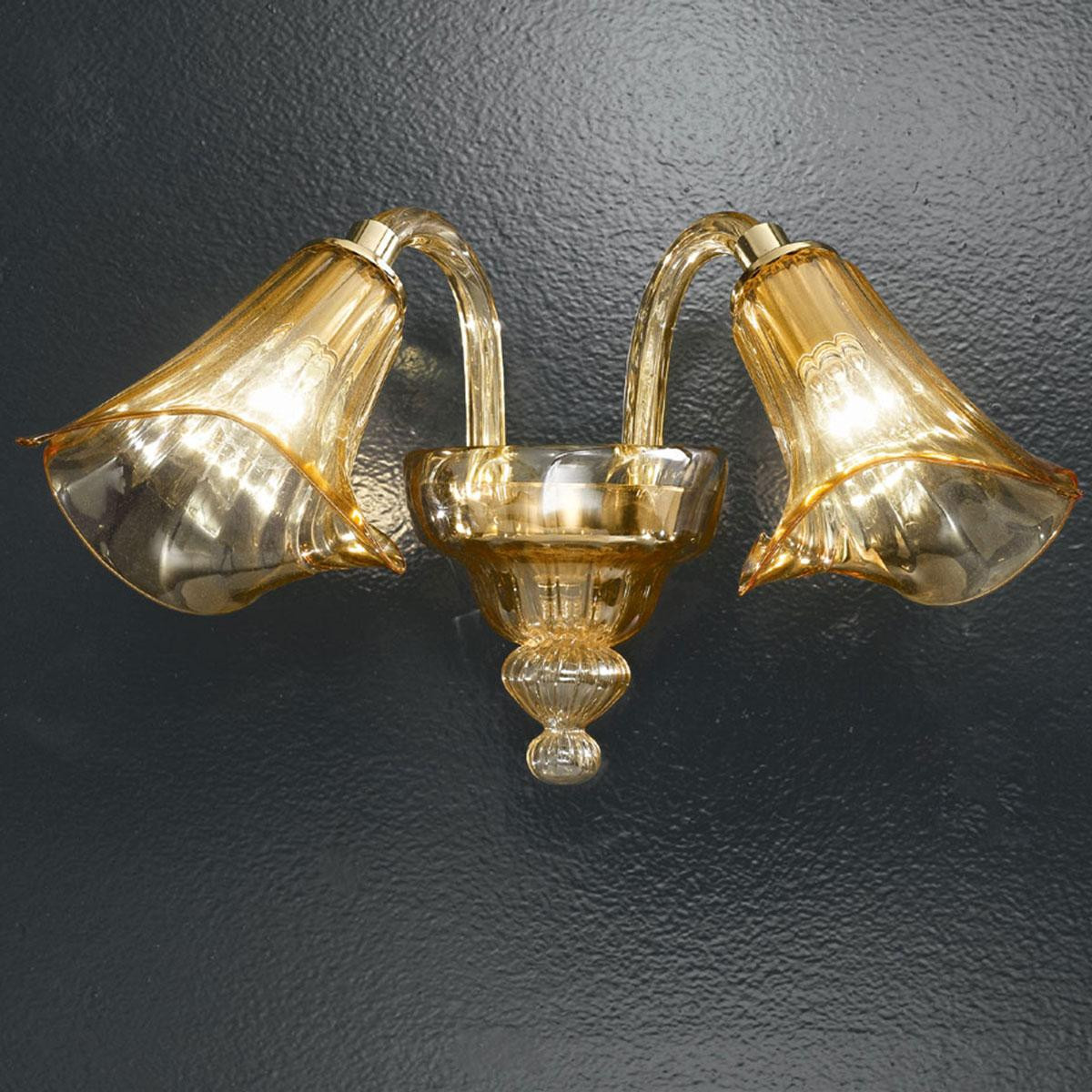 "Corinne" Murano glass sconce - 2 lights - amber