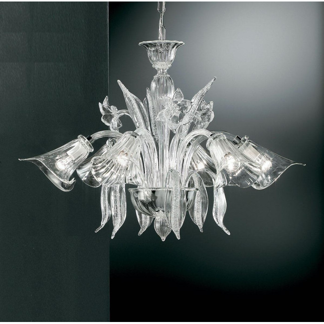 "Amanita" lustre en cristal de Murano - 6 lumières - transparent