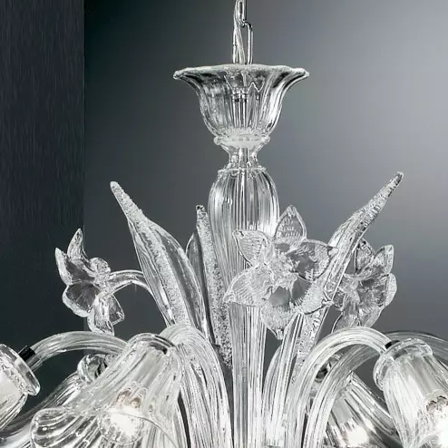 "Amanita" Murano glass chandelier - 6 lights - transparent