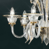 "Alloro" lustre en cristal de Murano - 6 lumières - transparent  et ambre
